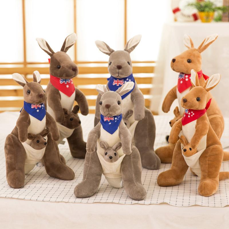 35Cm Lovely Mother & Child Kangaroo Plush Toys Plushie Pillow Big Size Stuffed Dolls For Baby Room Decor Birthday Christmas Gift