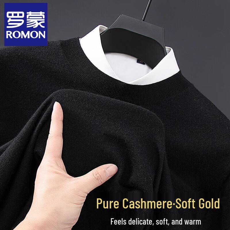 Romon Men's 100% Cashmere Round Neck Sweater