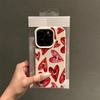 Vintage Red Eyes Heart Lichee Pattern Phone Case for iPhone 11 12 13 14 15 16 17 Pro Max X XS XR 16E Plus 17Air Shockproof Cover