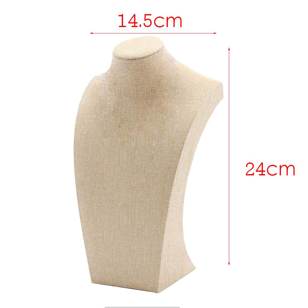 Necklace Pendant Display Bust Mannequin Stand Holder Rack, Linen 235*390mm