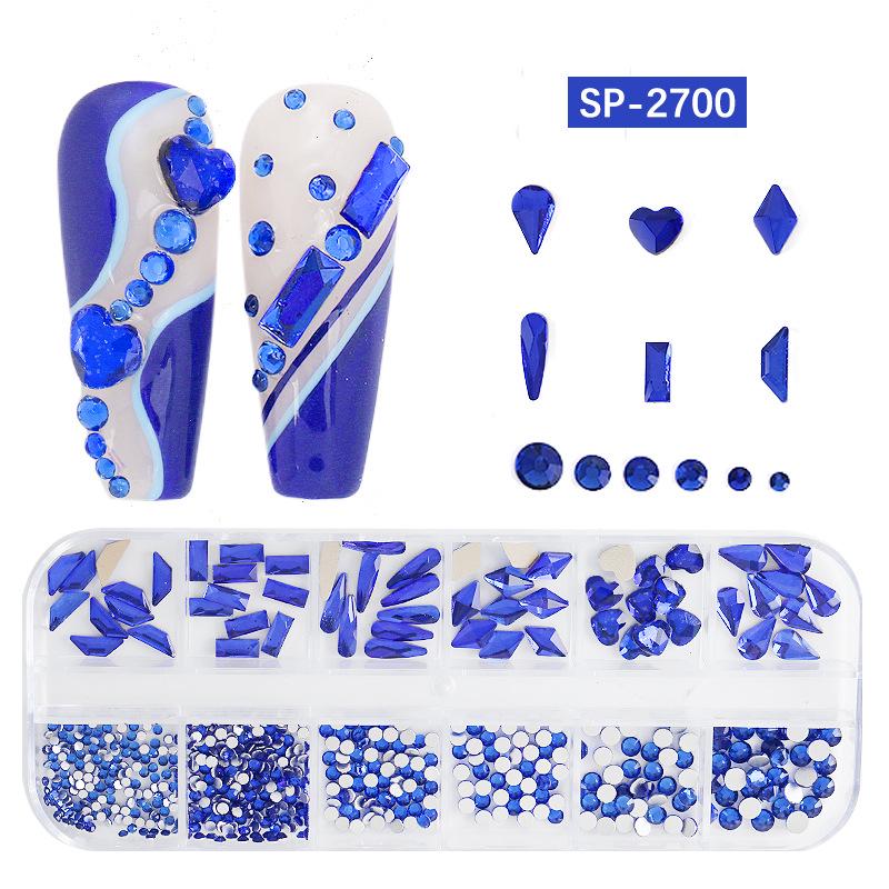 12-Grid Irregular Transparent AB Glass Diamonds for Nail Art