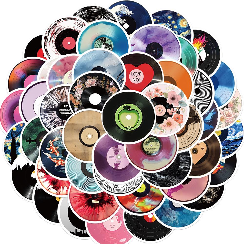 50 Vinyl CD Record Stickers Personalized Decoration Guitar Laptop Suitcase DIY Waterproof Stickers