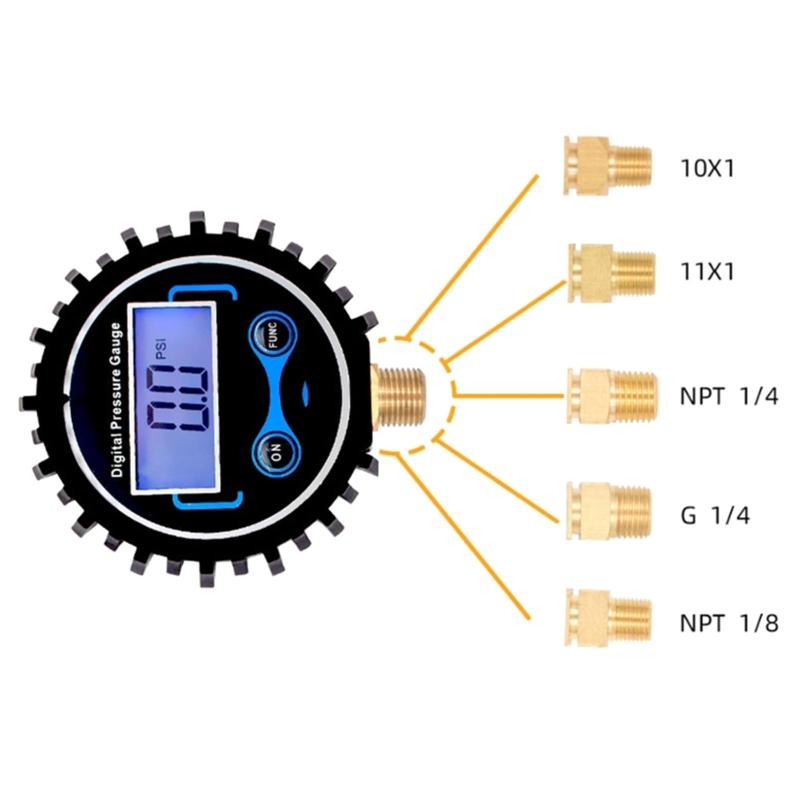 G1/G1/2 Pressure Meter Tire Pressure Gauge Digital Tire Pressure Gauge 0-250Psi Tyre Tire Air Pressure Gauge Mete