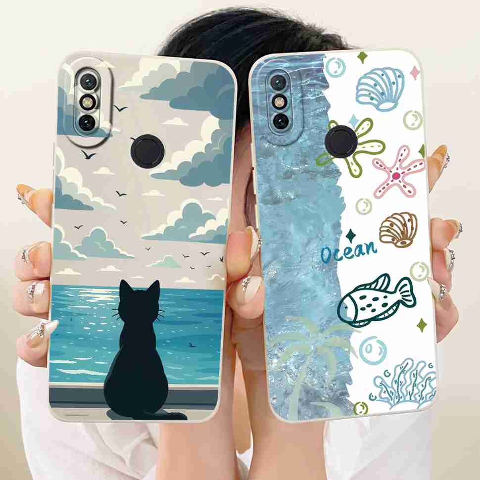 For Xiaomi Mi A2 Case Cute Cartoon Cat Flower Silicone Back Cover For Xiaomi Mi a2 MI 6X M1804D2SG M1804D2SI Phone Shell Bumper