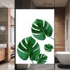 Static Cling Privacy Windows Film Decorative Green Plants Leaves Stained Glass Window Stickers  Frosted Window Cling Tint