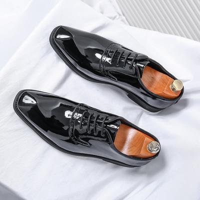 Luxusmarke High-End Bankettschuhe Herren Glänzende Lederschuhe Grün Herren Bräutigams Hochzeitsschuhe Flache Sohle Rutschfest