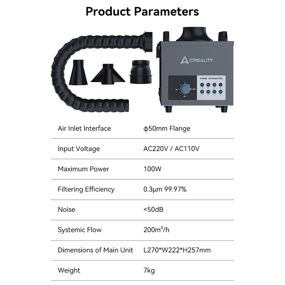 Creality Fume Extractor 100W Mini Desktop Rauch Absorber Remover Starke Saugkraft mit 3 Bühne