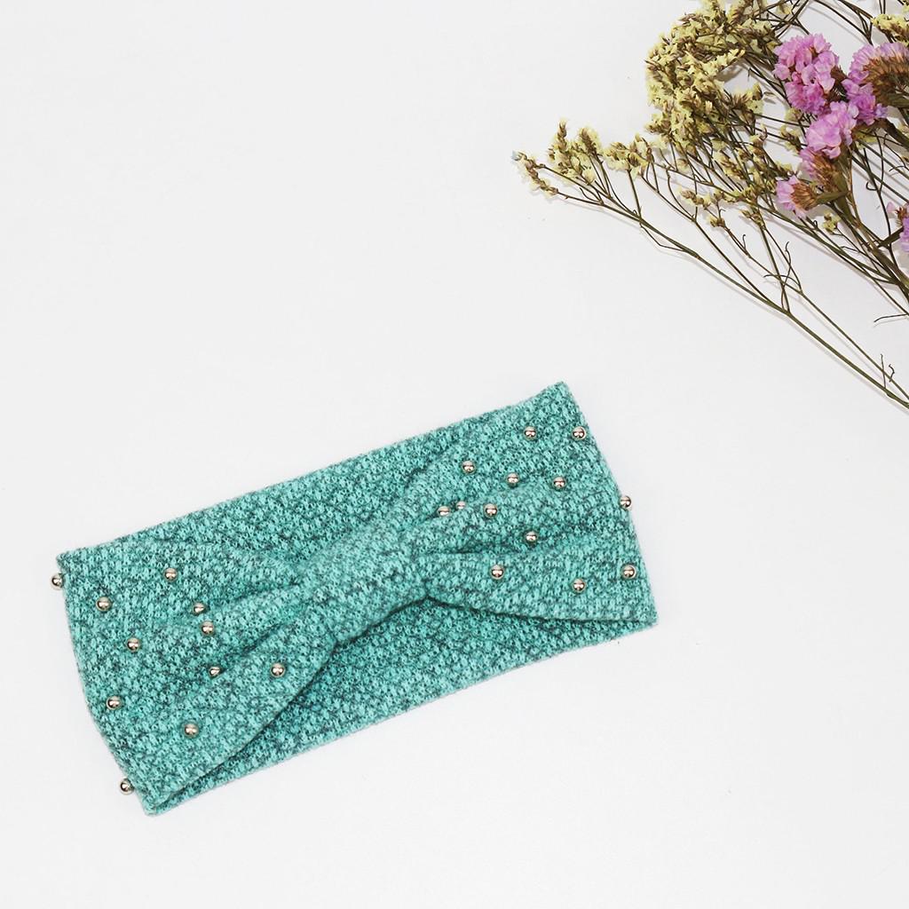 Women's Beaded Wool Knitted Winter Ear Warmer Girls Hair Accessories Headbands