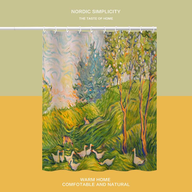 Artistic Print Shower Curtain with Hooks