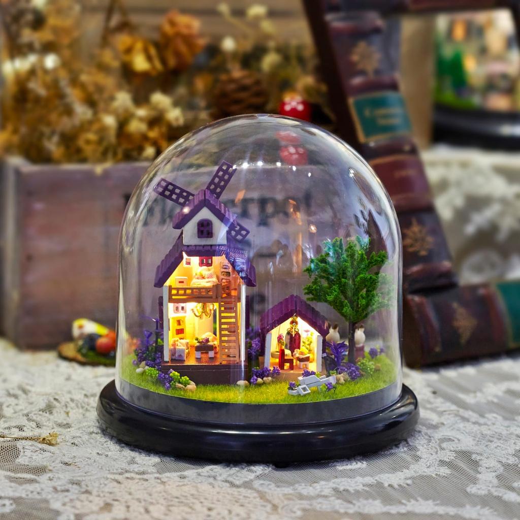 ZKEIZU DIY Miniature Dollhouse Wooden Handmade Model Kit Dome and LED Light (Plastic Included)