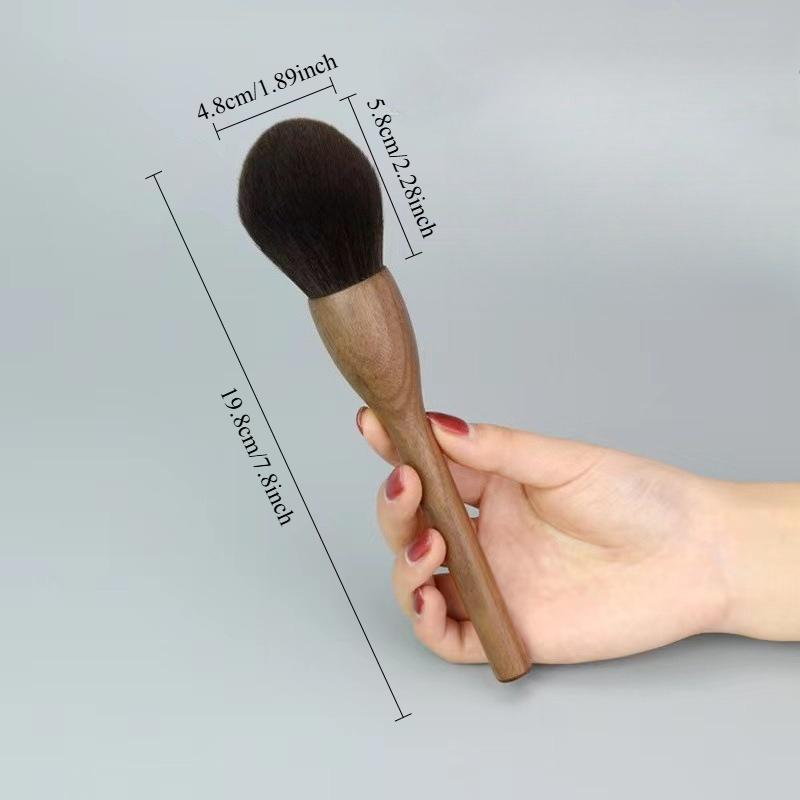 Pensulă de Machiaj Super Moale cu Mâner de Lemn Vintage, Nuc de Înaltă Calitate, Pudră Liberă, Fard de Obraz, Fond de Ten, Pensulă de Contur