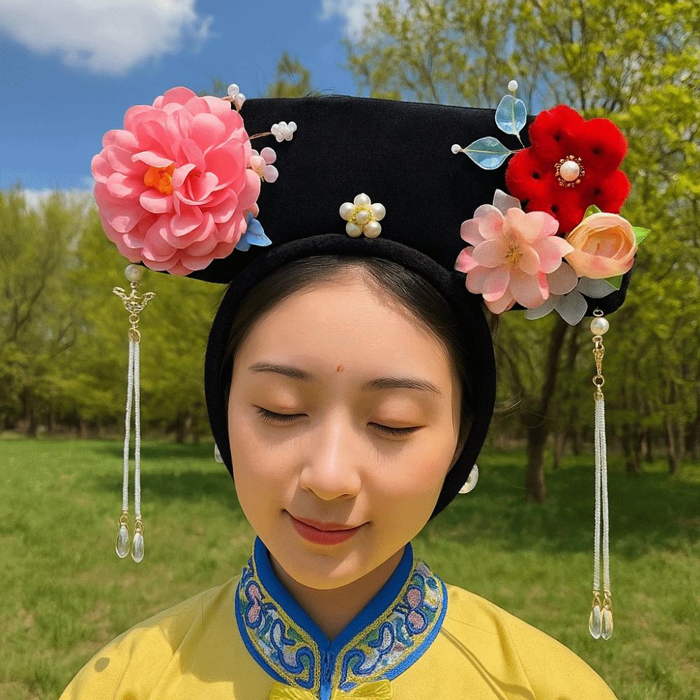 Non-slip Flower Headwear Traditional Pearl Headband Ancient Style Hair Hoop for Women Girls