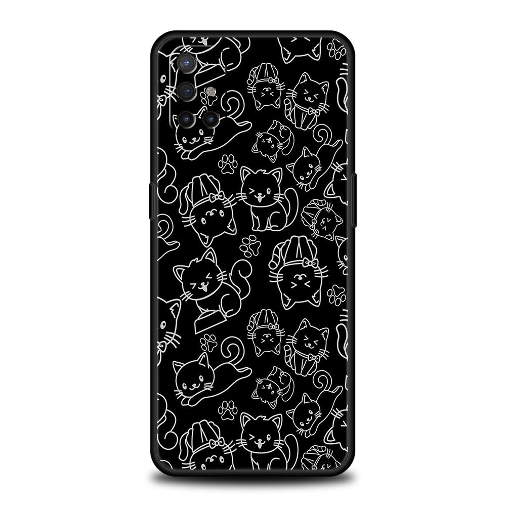 Cute Cartoon Cat Phone Case For Oneplus 12 12R 11 10T R10 Nord N100 N200 N10 10 7 8 9 7T 8T 9R 9RT CE 2 Pro 5G Soft TPU Cover