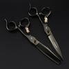6.0 Inch Nimpson Black Steel Notched Handle Small Golden Tiger, Bearing Screw Hair Scissors, Hair Scissors, Thin Teeth Scissors