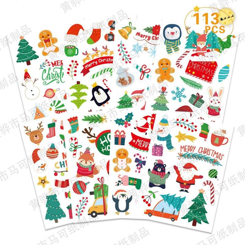 113pcs Christmas Holiday Stickers Decoration Christmas Gifts Stickers Decoration Stickers Christmas Party Decoration