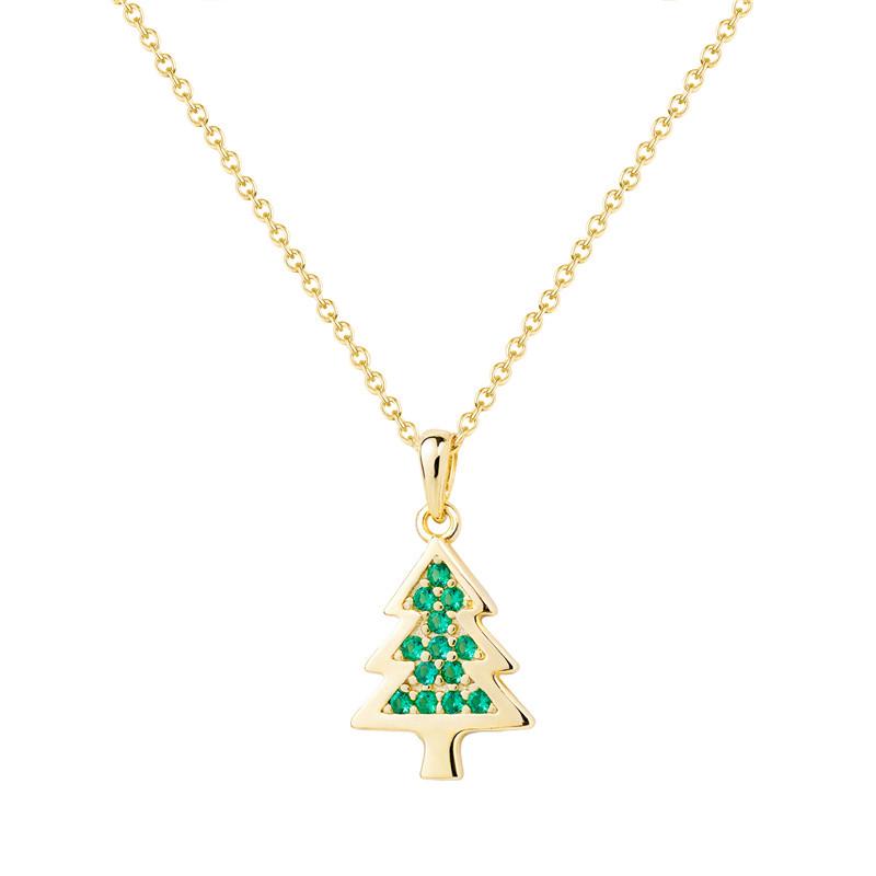 

Arvaleff Sterling Silver Christmas Tree Necklace with 14k Gold, Zircon, and Diamonds. золотой