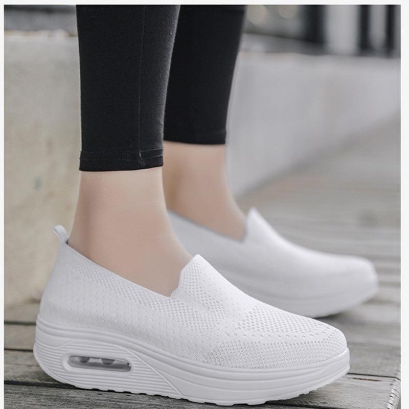 Large size women's shoes spring and summer fly-woven mesh breathable platform casual shoes one pedal mother shoes hot