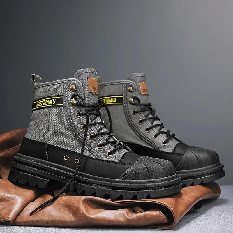 Fashion Classic hot selling men's shoes 2024 high top soft soled workwear shoes wear-resistant outdoor thick soled sports shoes sneakers