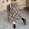 Dámská midi sukně s vysokým pasem áčkového střihu vlněná sukně kostkovaný vzor zeštíhlující sukně do půli lýtek denní domácí streetové oblečení