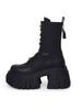 Brand Women's Platform Ankle Boots Motorcycle Boots Mid-calf Military Boots Gothic Belt Punk Shoes Metal Buckle
