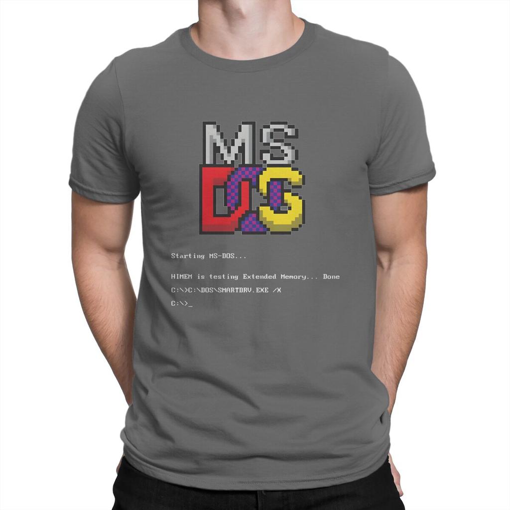 Elegant T-Shirt for Men MS-DOS Funny Cotton Tee Shirt Round Collar Short Sleeve T Shirt Printed Clothes