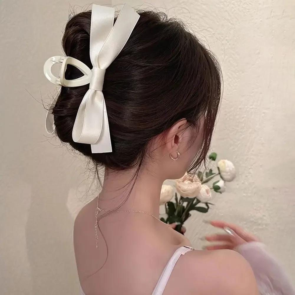 Fashion Bow Hair Claw Clips for Women Elegant Ponytail Braid Hair Clips Sweet Hairpins Shark Clip Girls Hair Accessories