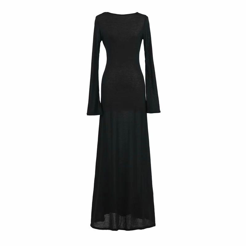 

Летний новый продукт Женская одежда Стиль морского отдыха Бикини Сочетание Блуза с длинными рукавами и открытой спиной Прозрачное платье Black M