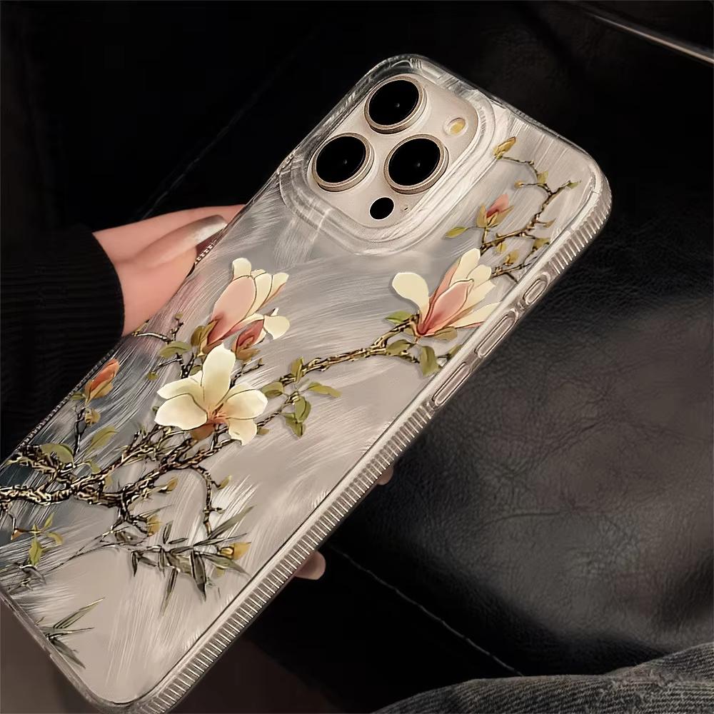 Soft Flower Aesthetic Phone Case For iPhone 17 16 15 14 13 12 11 Pro Max Plus 16E 17 Air XS Max X XR Shockproof Back Cover