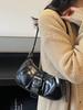 Ruffled Bag for Motorcycle with Lady-style Leather Belt Buckle, Trendy Single-shoulder Crossbody Bag At The Armpit