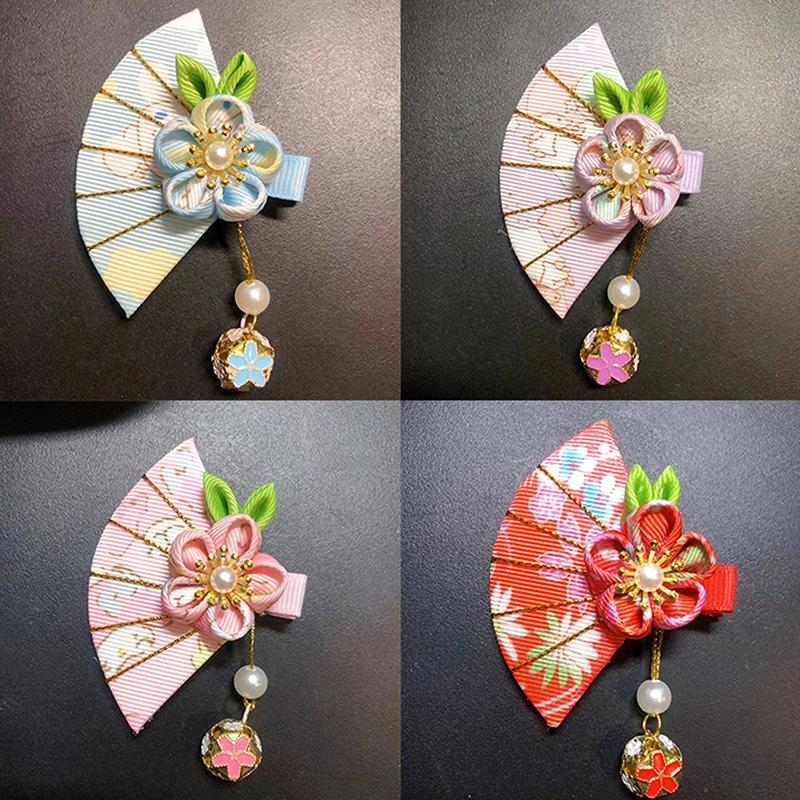 Japanisches Haaraccessoire Fächer Quaste Haarnadel Vintage Kopfschmuck Hanfu Dekoration Für Kinder Mädchen Blumen Haarspange