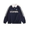 2025 Men's Retro Striped Polo Sweatshirt - Spring/Autumn Loose College Style Lapel Jacket