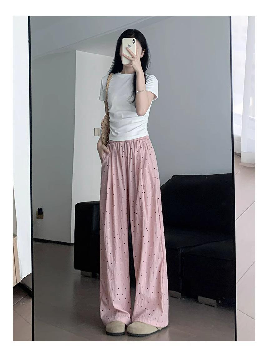 

Женские брюки с высокой талией из ледяного шелка в горошек с широкими штанинами от Yamamoto 2XL (126-145 lbs)