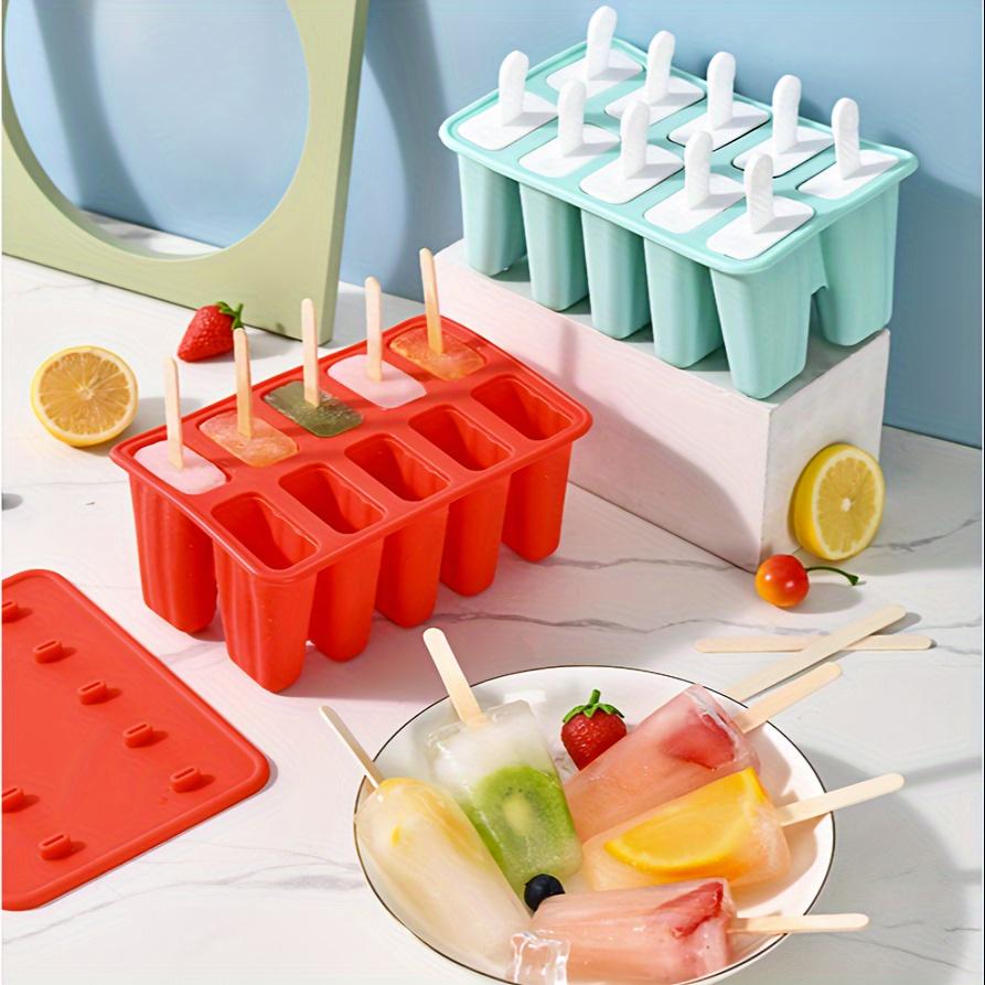 50 Stück Eisstiele enthalten Premium BPA-freies Silikon Eisformen Set 10 Stück Großes Fassungsvermögen Eis am Stiel Maker Set für selbstgemachtes Eis