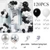 Black White Balloons Garland Arch Metal Siver Confeetti Balloon Kit Wedding Anniversary Birthday Party New Year 2026 Decoration