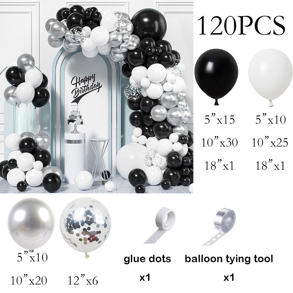

Black White Balloons Garland Arch Metal Siver Confeetti Balloon Kit Wedding Anniversary Birthday Party New Year 2026 Decoration AS Picture