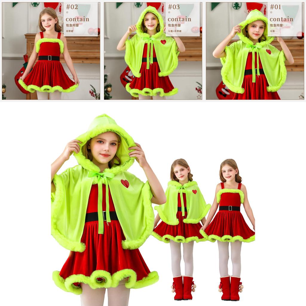 Grinch Kinderkostüm Mit Umhang Und Kleid Für Weihnachtsfeier Kostüm