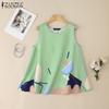 ZANZEA Women Casual Round Neck Sleeveless Summer Print Tank Tops