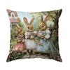 1 Pc Easter Day Pillow Cover Garden Rabbit Pattern Living Room Sofa Cushion Cover Farmhouse Home Room Decoration Holiday Gift