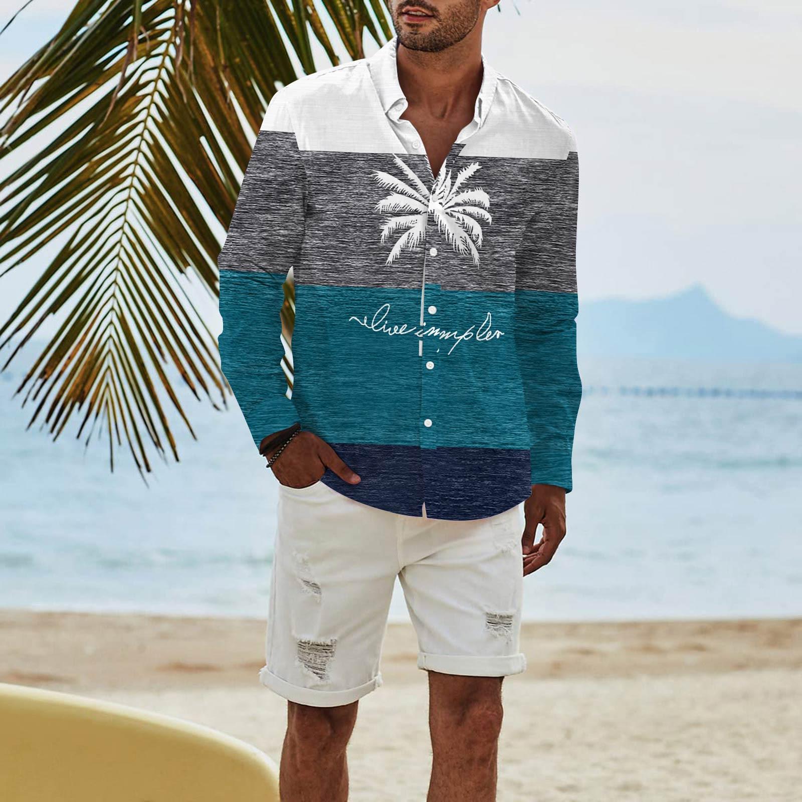 

Мужская модная повседневная футболка с длинным рукавом и принтом на пуговицах, рубашка обычного кроя XXXL