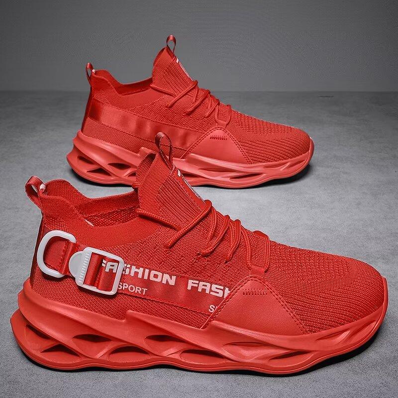 Herren Sportschuhe große Größe Sportstil Freizeitschuhe Fliegenstrick hohl Laufschuhe Herrenschuhe Herrenlauf atmungsaktiv und bequem
