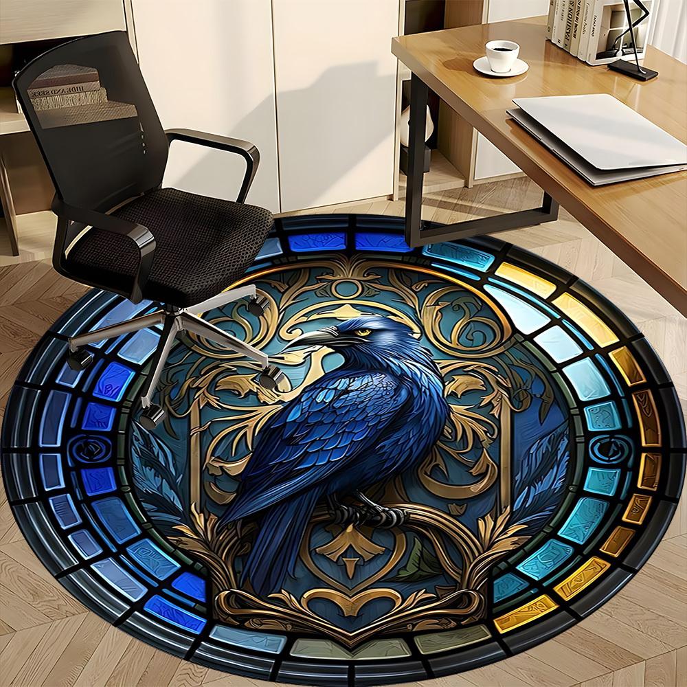 

1pc Stained Glass Raven Chair Carpet for Office Non-Slip,Machine Washable Rug for Office, Room - Holiday Decor - Machine Made yy251017244 80cm by 80cm