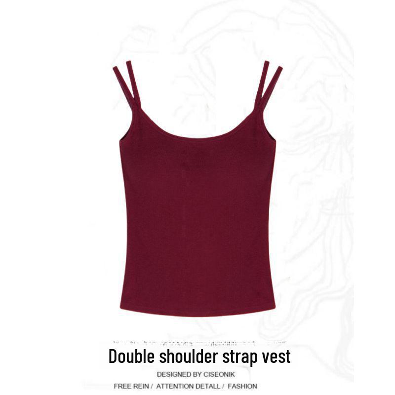 Korean Style Double Strap Slim Fit Camisole for Women – Versatile, No-Pad, Beautiful Back Design