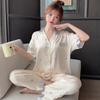 Fashion Sweet Bubble Bear Girl Loungewear Spring And Summer Cold Silk Short Sleeve Three-Piece Set