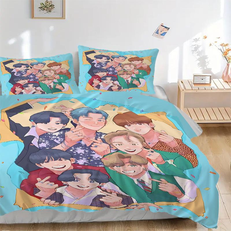 3pcs BTS, K-Pop Merchandise Bedding Set: Perfect for Bedroom or Guest Room. Soft and Comfortable with No Core Included yy251010142