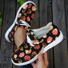 Colorful Pumpkin Print Casual Sneakers for Women Soft Bottom Lightweight Slip On Loafers Woman Comfortable Non Slip Flat Shoes