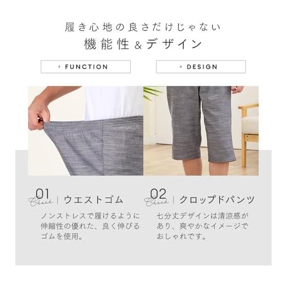 Aimedia Relaxed Steteco Men's 3/4 Length 100% Cotton Blue Check Thin Loungewear Pajamas Room Wear Pants Shorts
