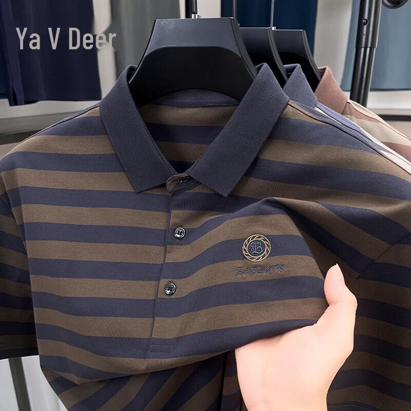 Yalu Men s Striped Long-Sleeve Polo Shirt 4XL