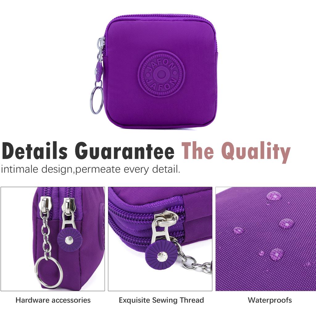 1X Nylon Zipper Coin Purse Mini Wallet for Women, Suitable for Credit Cards, Ids, Keys, And Earphones.