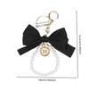 Bowknot Keychains Women's Pearl Chain Big Bow Tie Tote Hanging Ornament Bag Decorations DIY Headphone Case Accessories Kit Chain