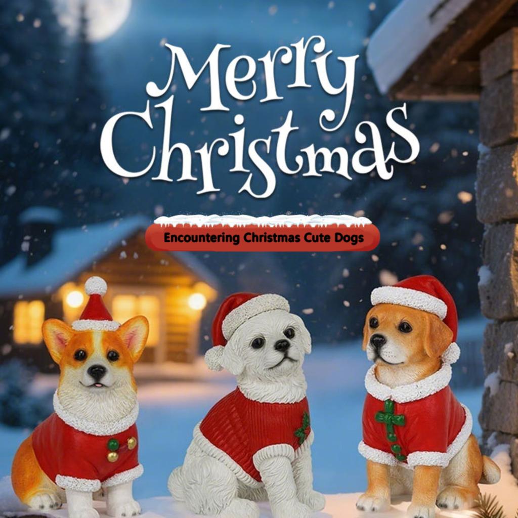Christmas Resin Ornaments, Wearing Christmas Hats, Cute And Fun Dog Desktop Decorations, Holiday Gifts
